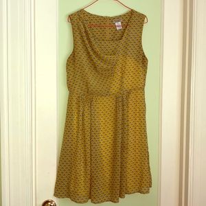 Gold and blue flowered dress